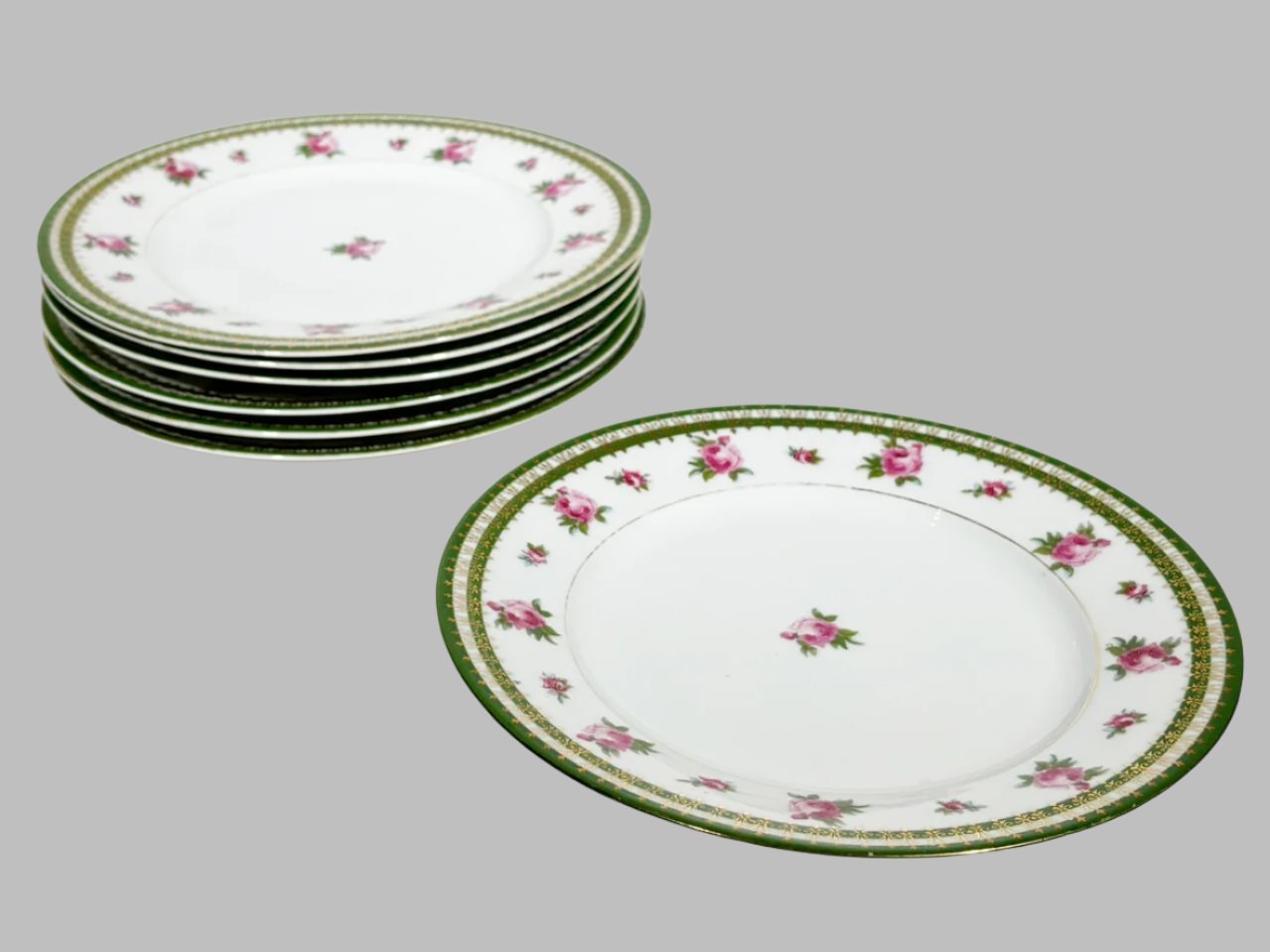 Set Of Rare Antique 7 Austrian Porcelain Desert Plates, 8"