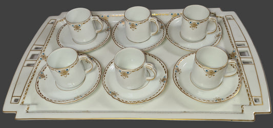 Antique Epresso Set with Porcelain Tray, K&A Krautheim Selb Bavaria Germany