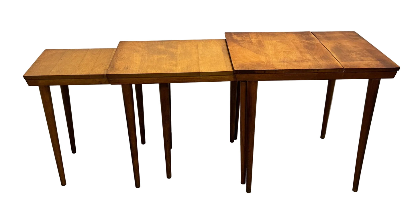 Set of Three Russel Wright for Conant Ball American Modern Maple Nesting Tables, c. 1940s–1950s