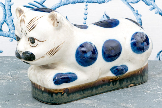 Chinese 19th Century Cat Form Glazed Ceramic Pillow
