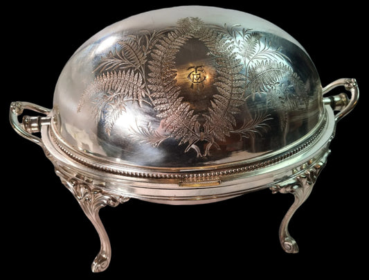 Elegant Silver Plated Revolving Dome Tureen Server, mid 1800