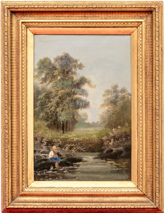 W. Williams, Landscape Antique Oil On Canvas