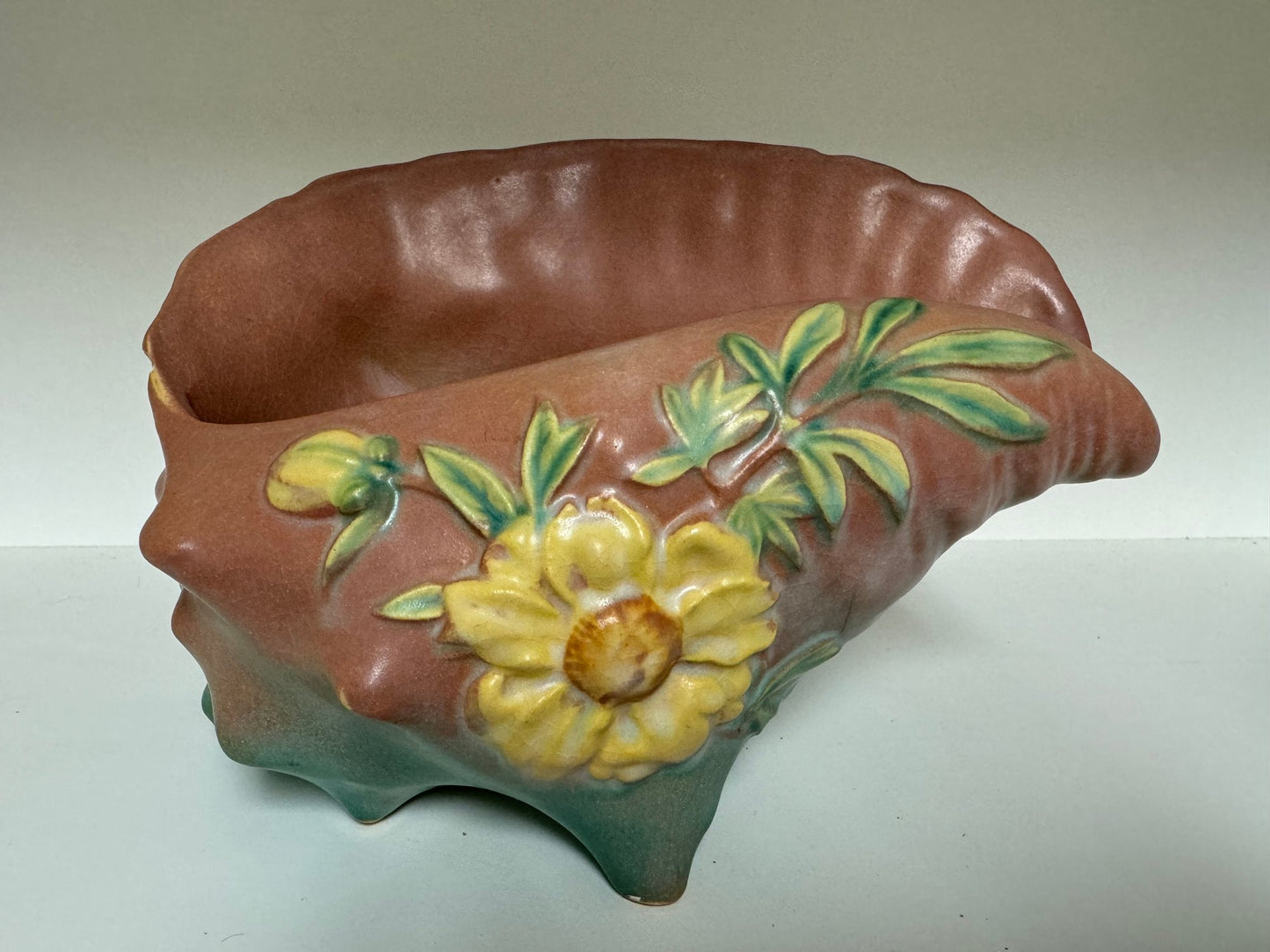 Roseville Peony Conch Shell Planter Vase