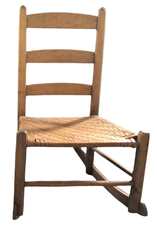 Antique Child's Rocker Chair with Splint Weave Seat