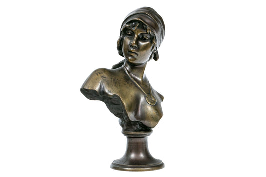 Emmanuel Villanis (French, 1858-1914) Bronze Bust, 'Fille De Bohème'