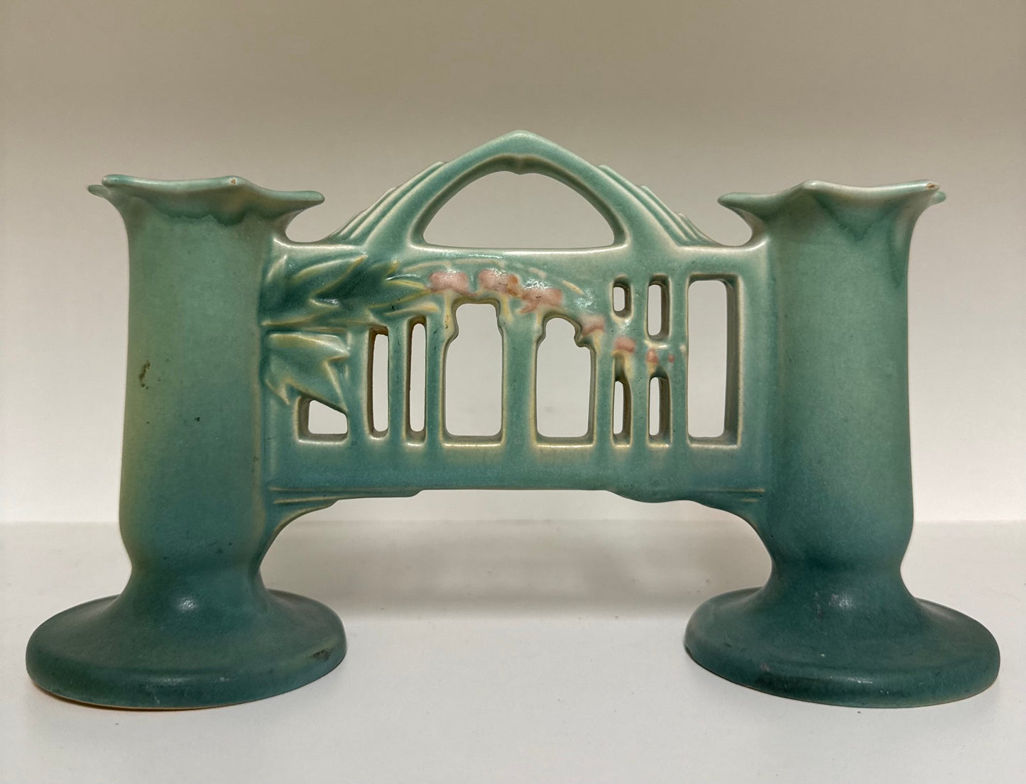 Roseville Bleeding Hearts Double Bud Vase/Candle Holder