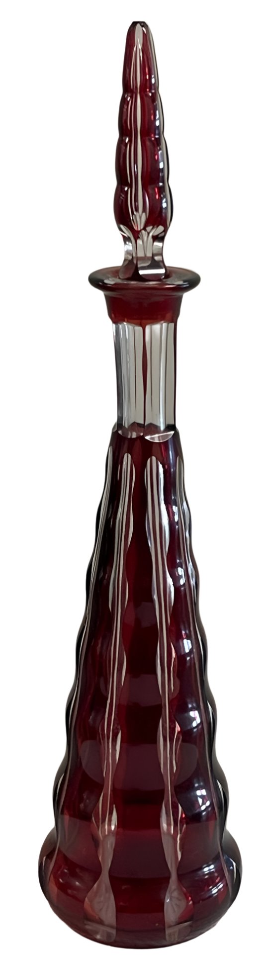 Ruby Red Cut Glass Decanter