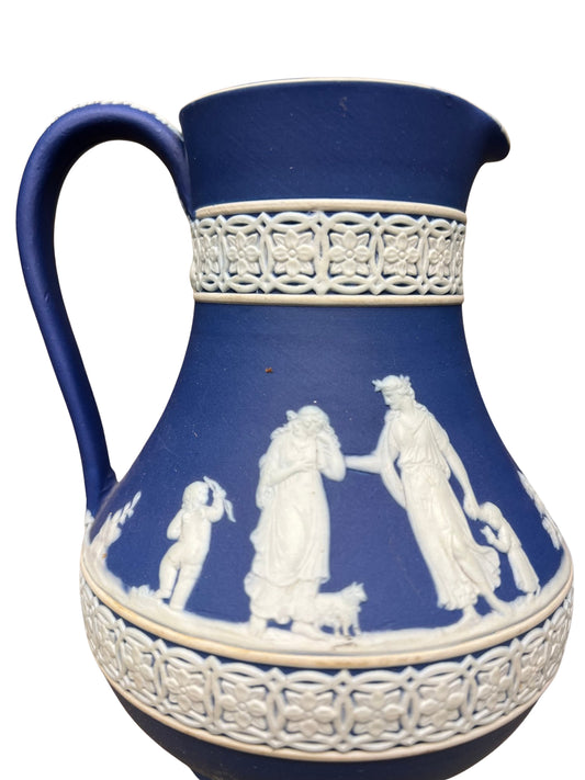 Dark Blue Wedgwood Jasperware Etruscan Jug Pitcher/creamer