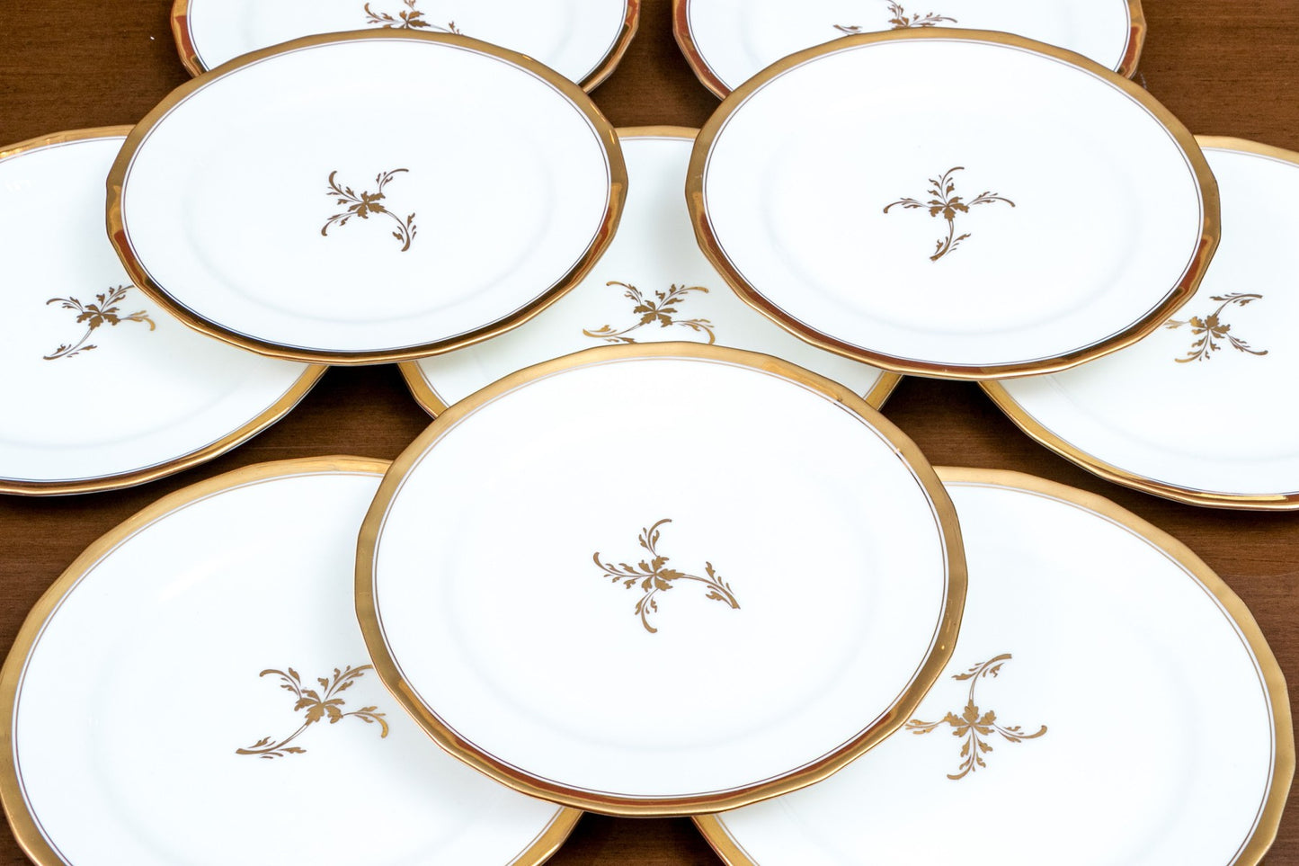 Set Of 10 English Cauldon Service Plates