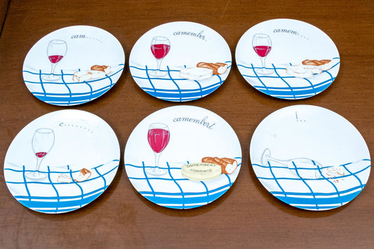 Rare Exquisite Set Of Six Limoges Porcelain Bread Cheese Salad Plates