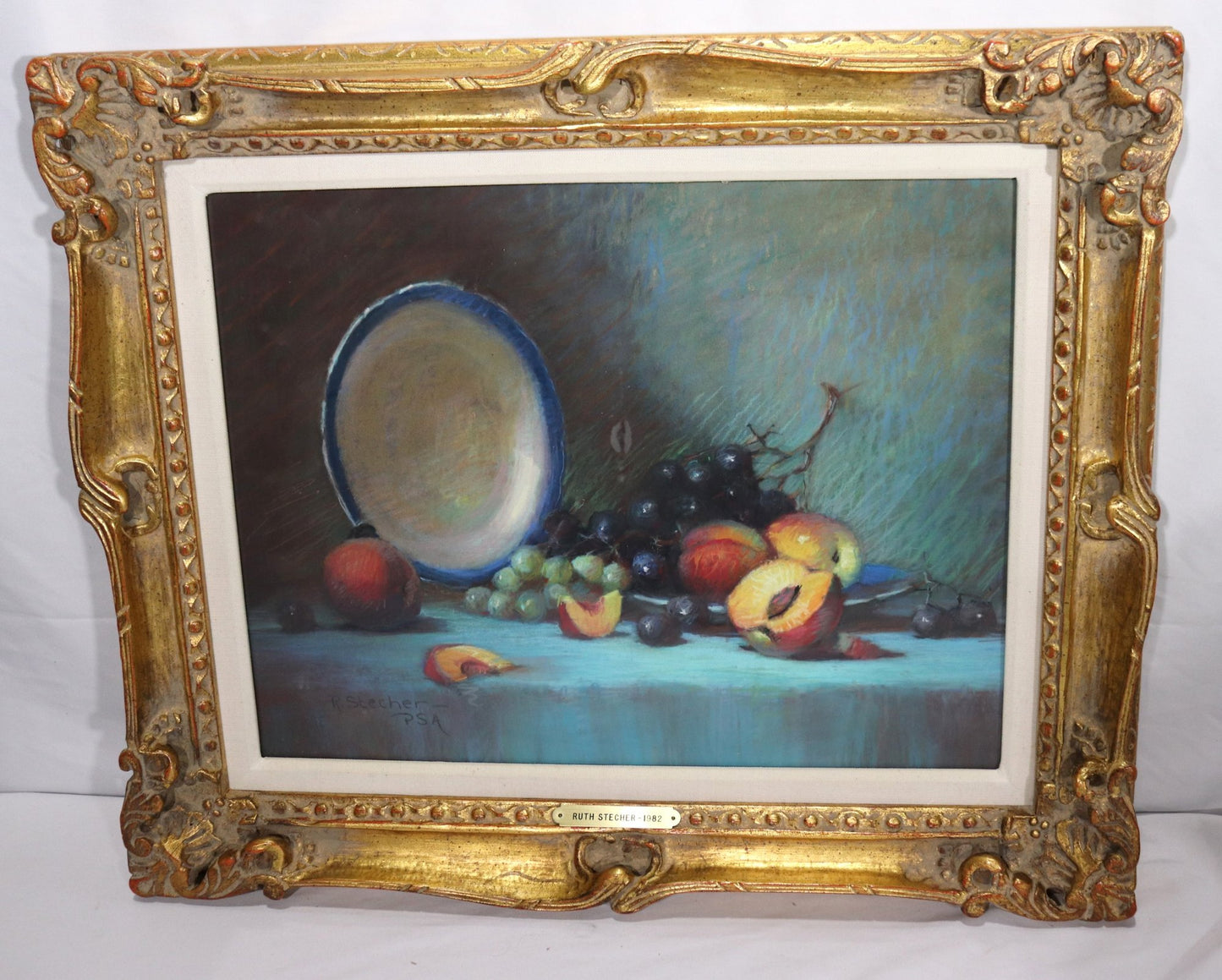 Ruth Stecher 1982 PSA Framed EXQUISITE Fruit Still Life Pastel