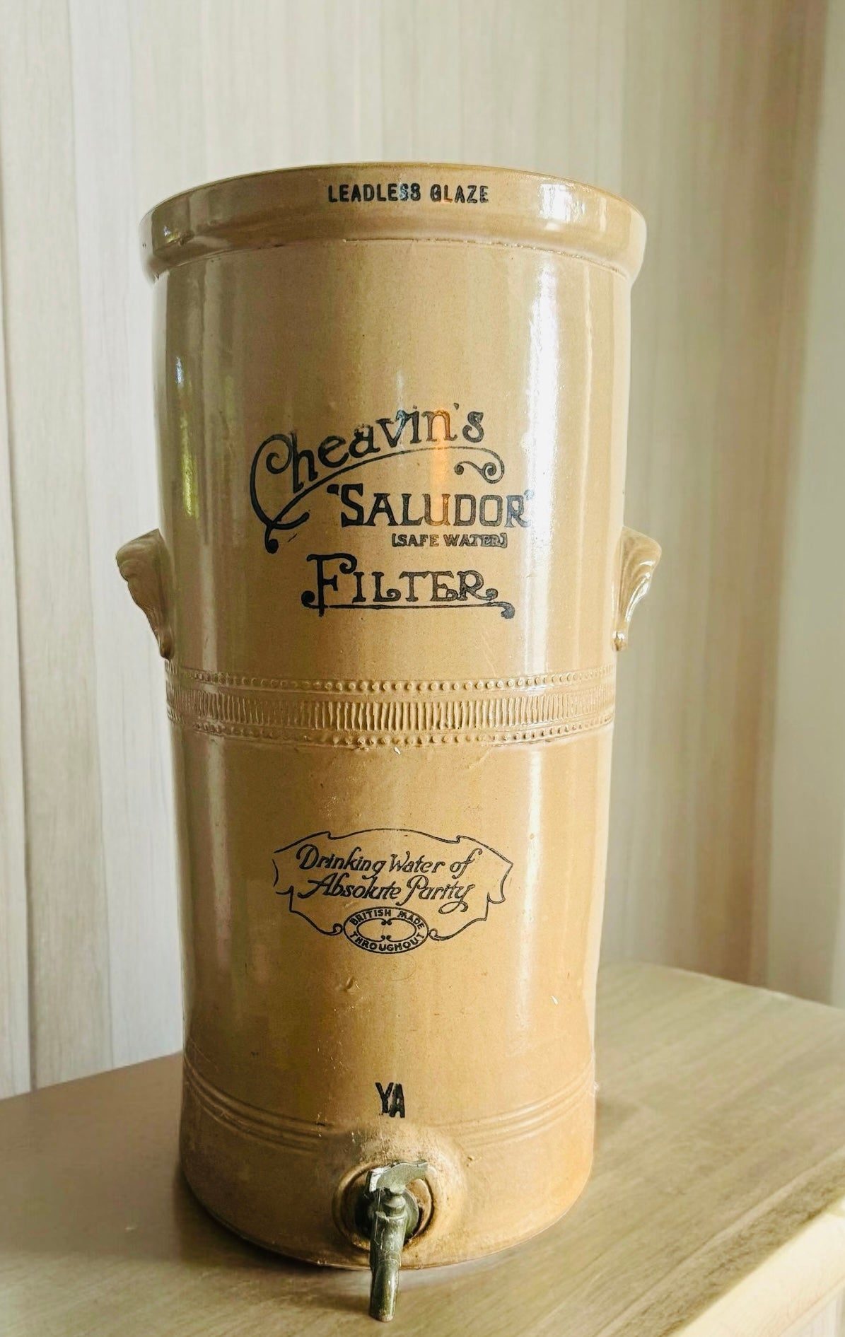 Tall Antique Cheavins Country Water Vessel