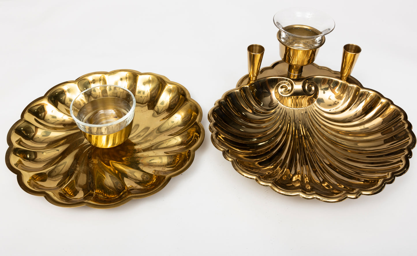Pair of Solid Brass Seafood Serving Platters