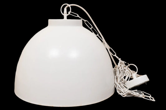 Enameled White Metal Dome Light Fixture