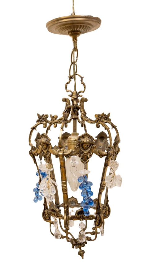 Vintage Rare Petite Italian Chandelier With Bunches Of Glass Grapes