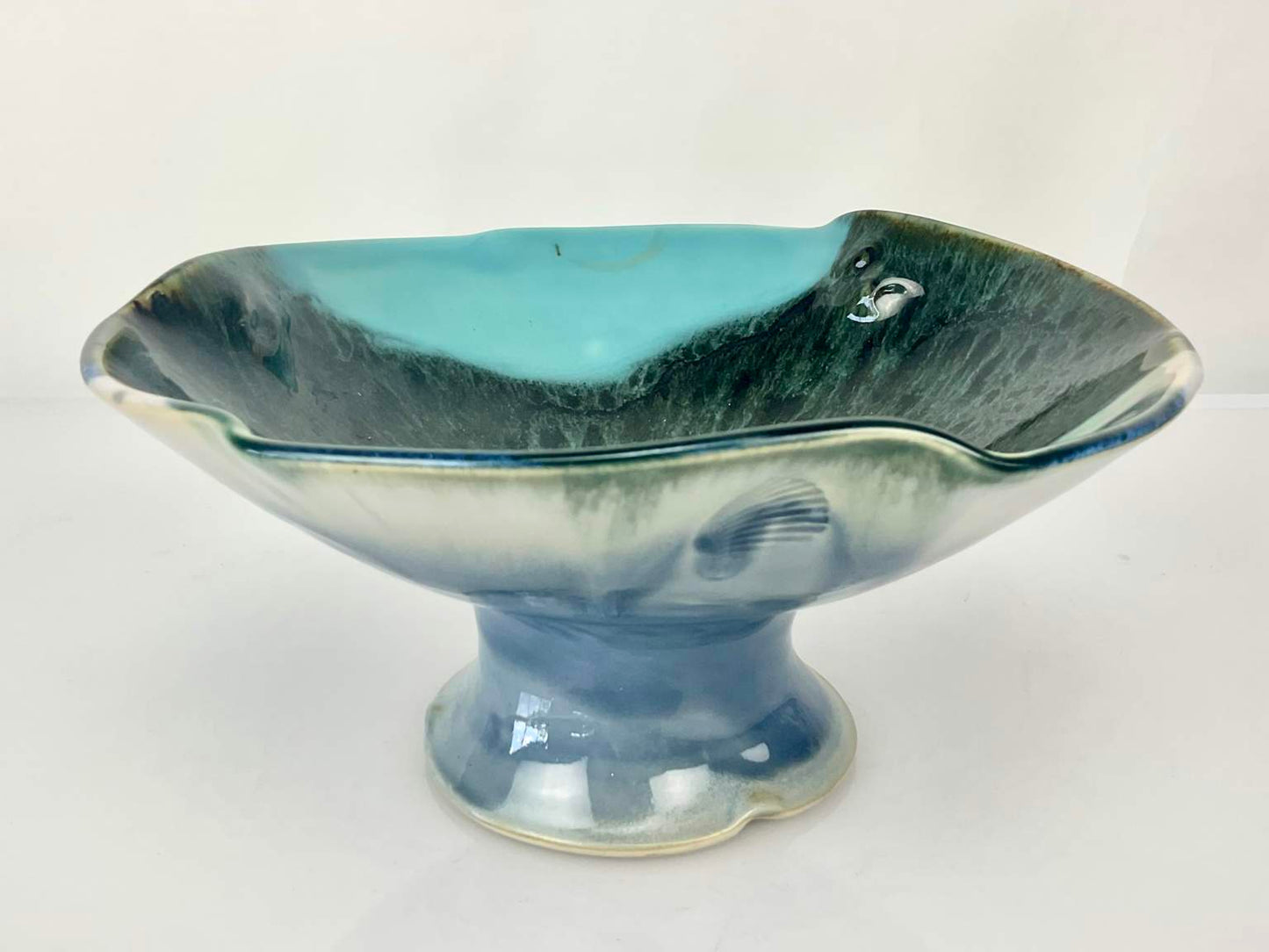 Jon Puzzuoli Pottery Footed Bowl, Signed