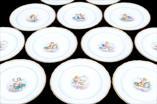 Antique French Porcelain Plates, Set Of 12