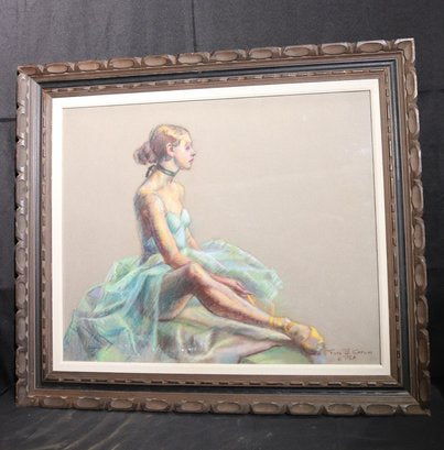 Ballerina At Rest Portrait Pastel Framed Artwork By Fiora B Giffuni