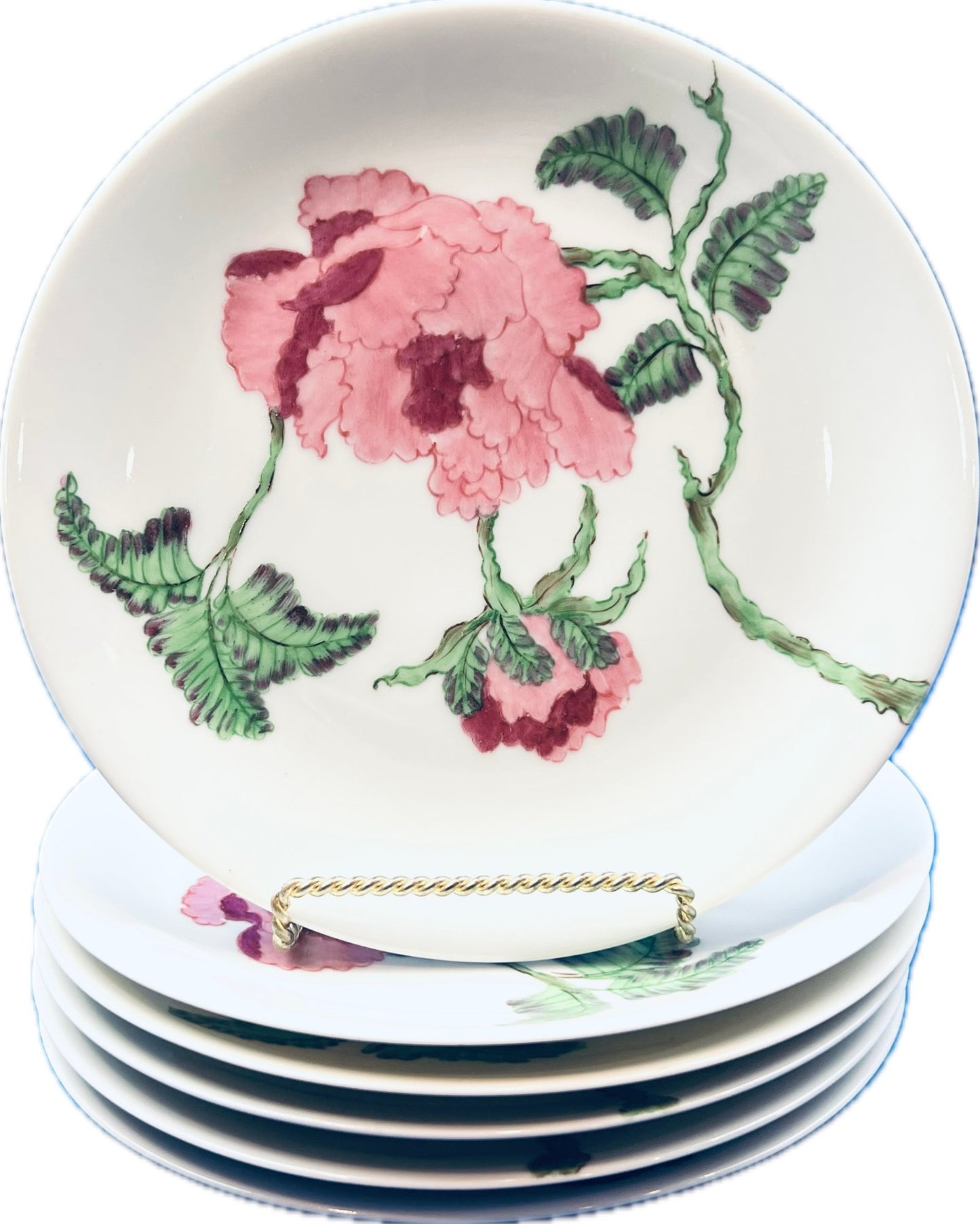 German Porcelain 8" Plates - Signed "Palm Beach - Au Bon Gout - Arzberg Germany"