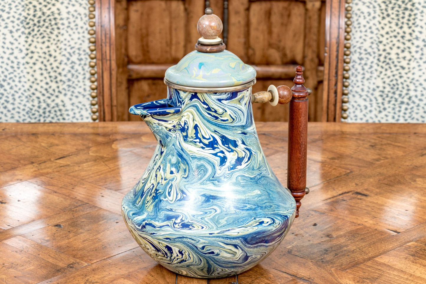 Vintage MacKenzie-Childs Marbled Finished Ewer With Lid
