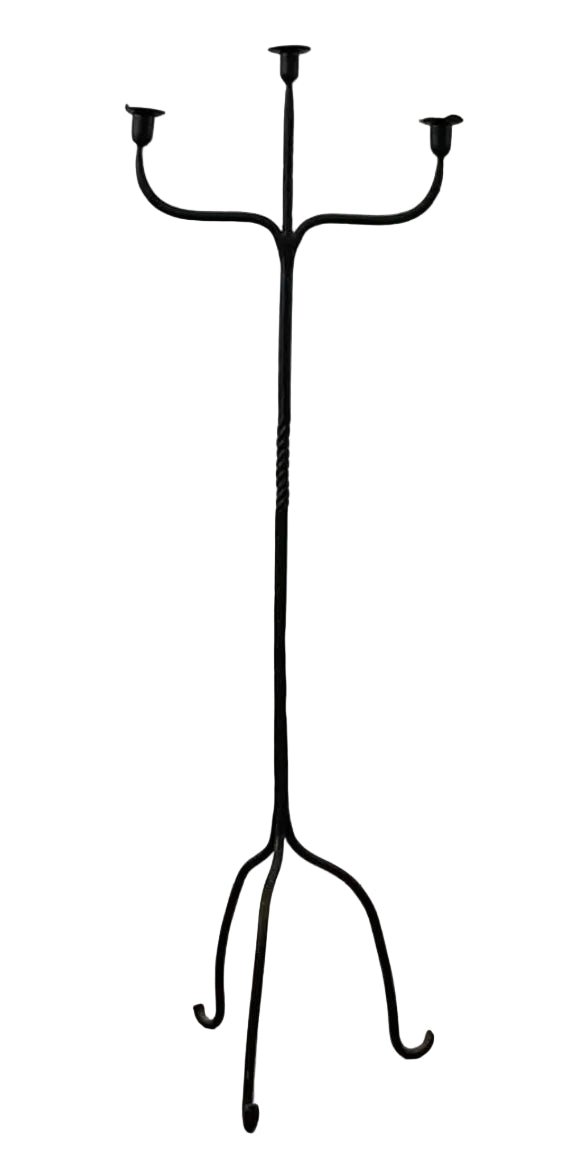 Antique Tall Wrought Iron Floor Candelabra