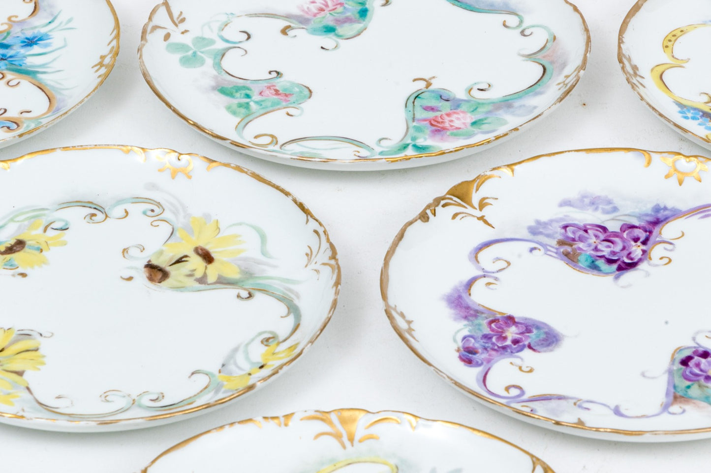 Set Of Six French Porcelain Breads And Butter Dishes