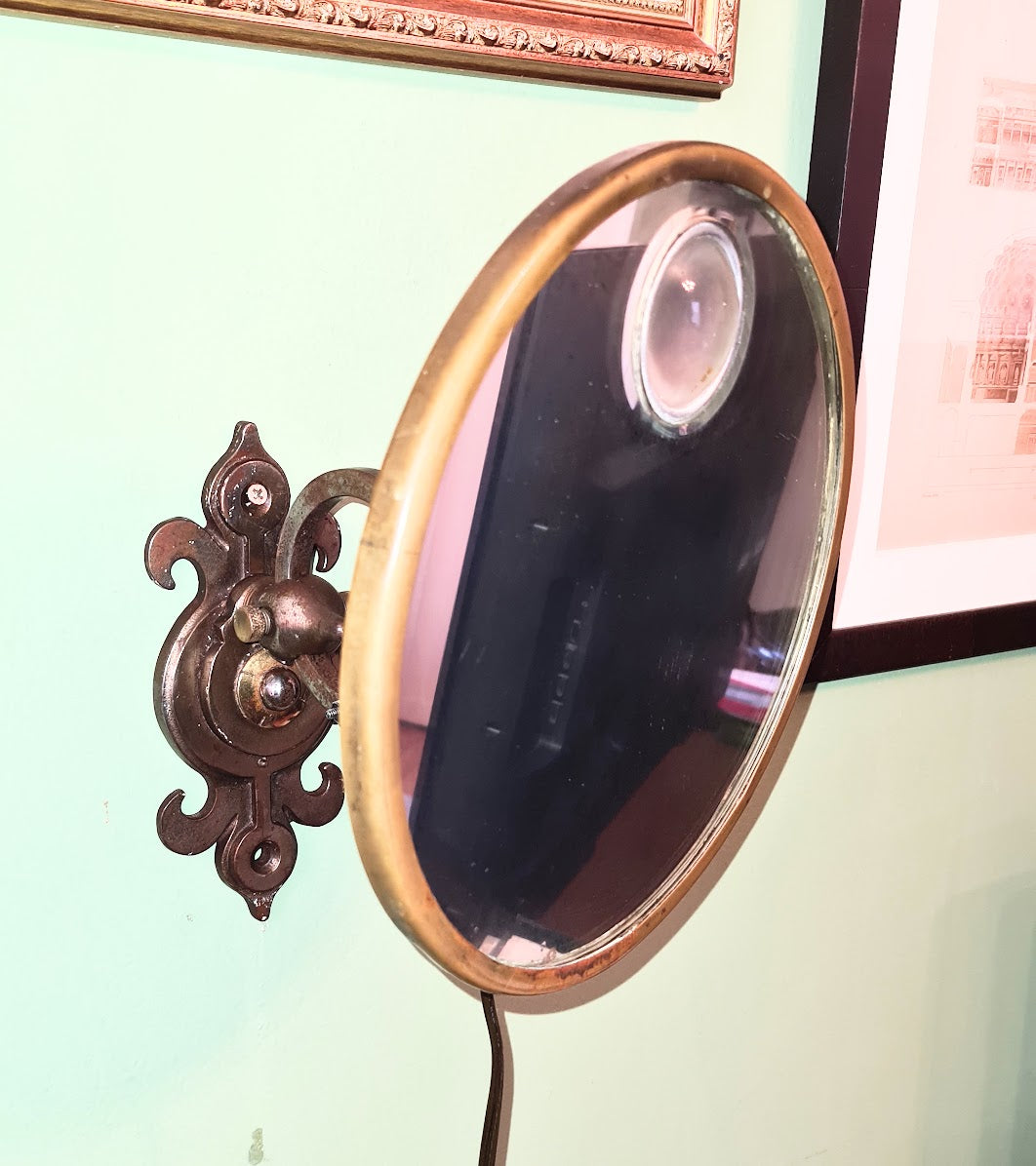 French Art Deco Illuminated Shaving Mirror, Attributed to Maison Brot, Paris, circa 1930