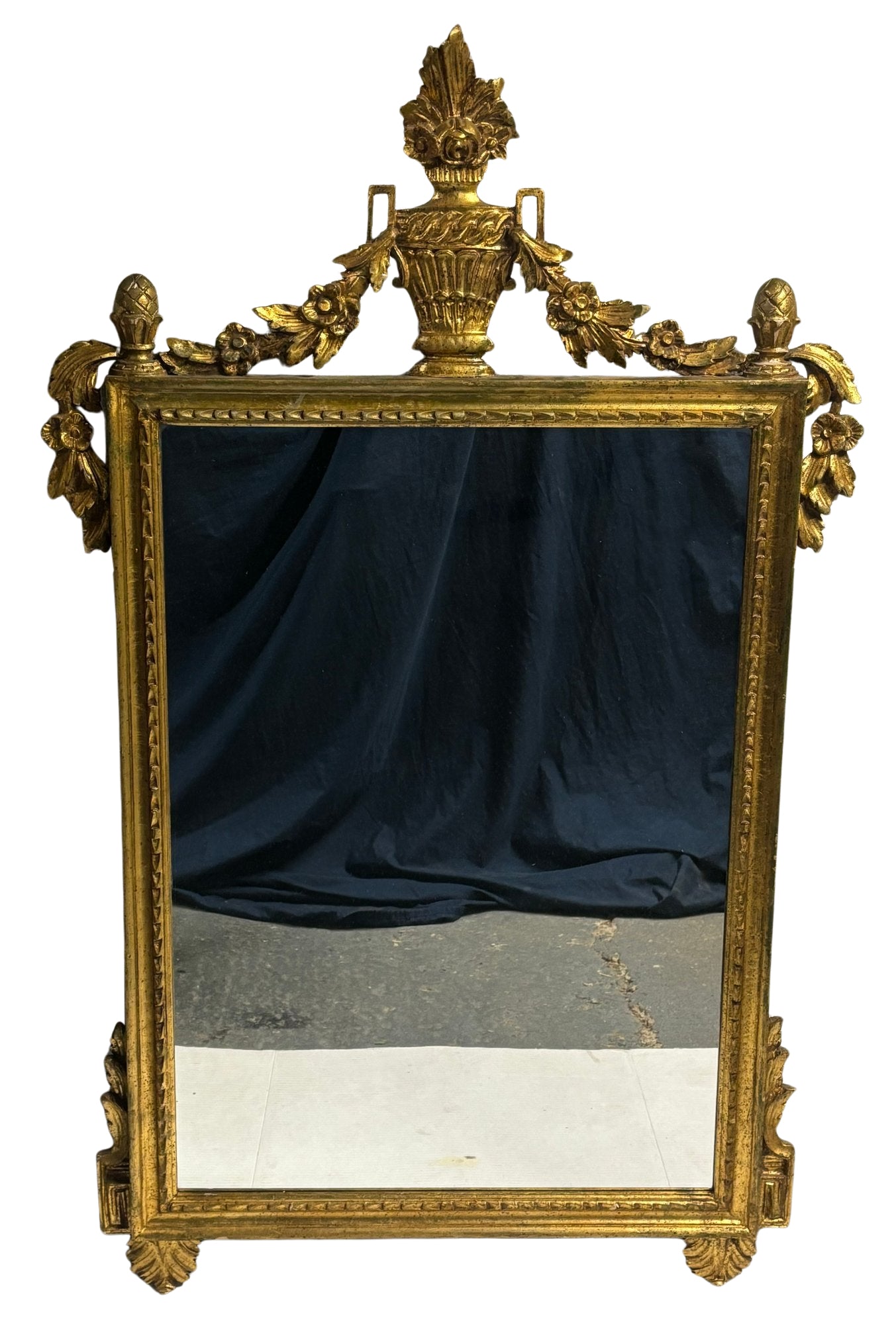 Beautifully Decorated Late 1800 Antique Carved Wooden Mirror, Large