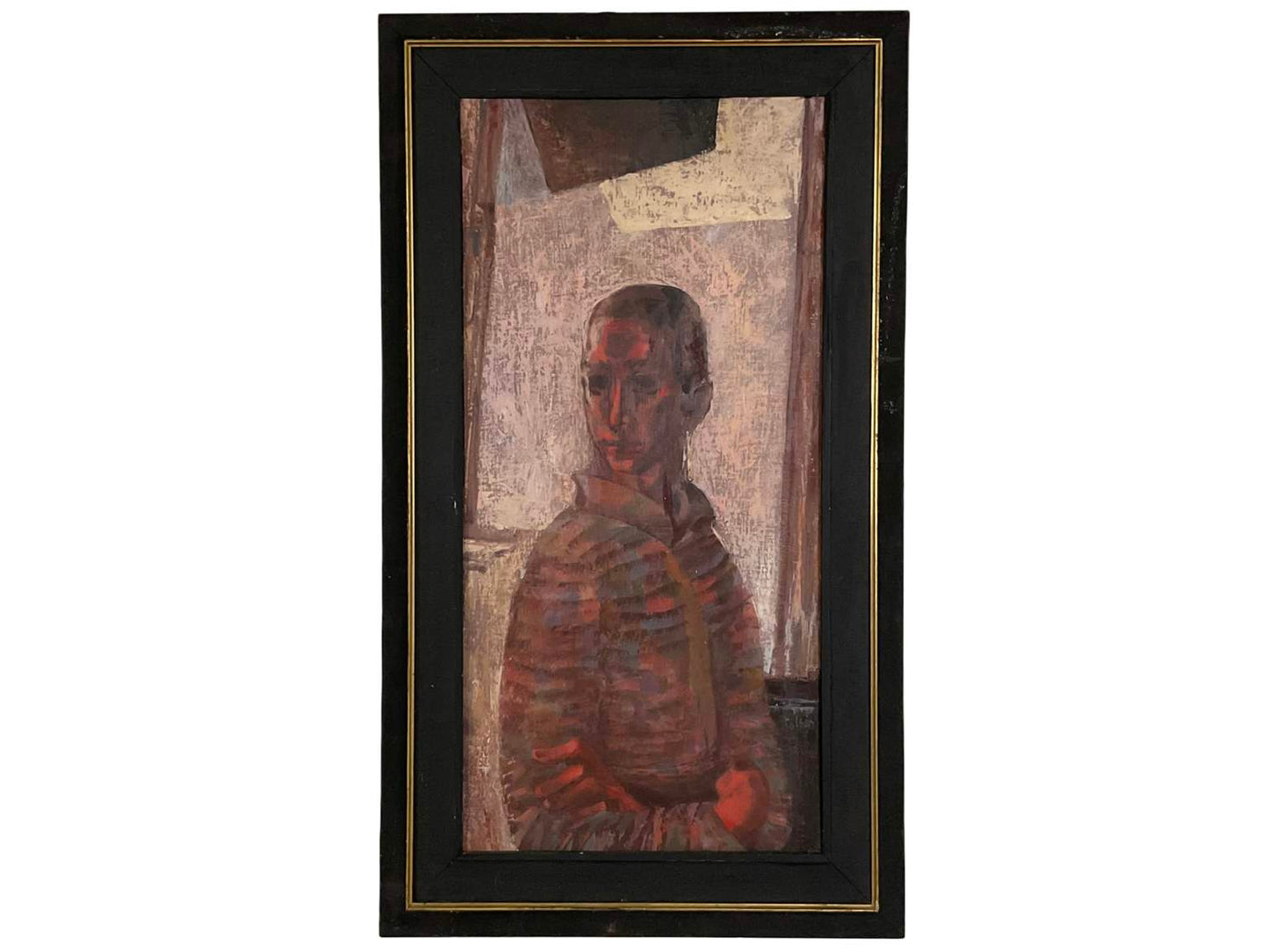 Mid Century Portrait of A Young Boy, Gouache On Board, Signed