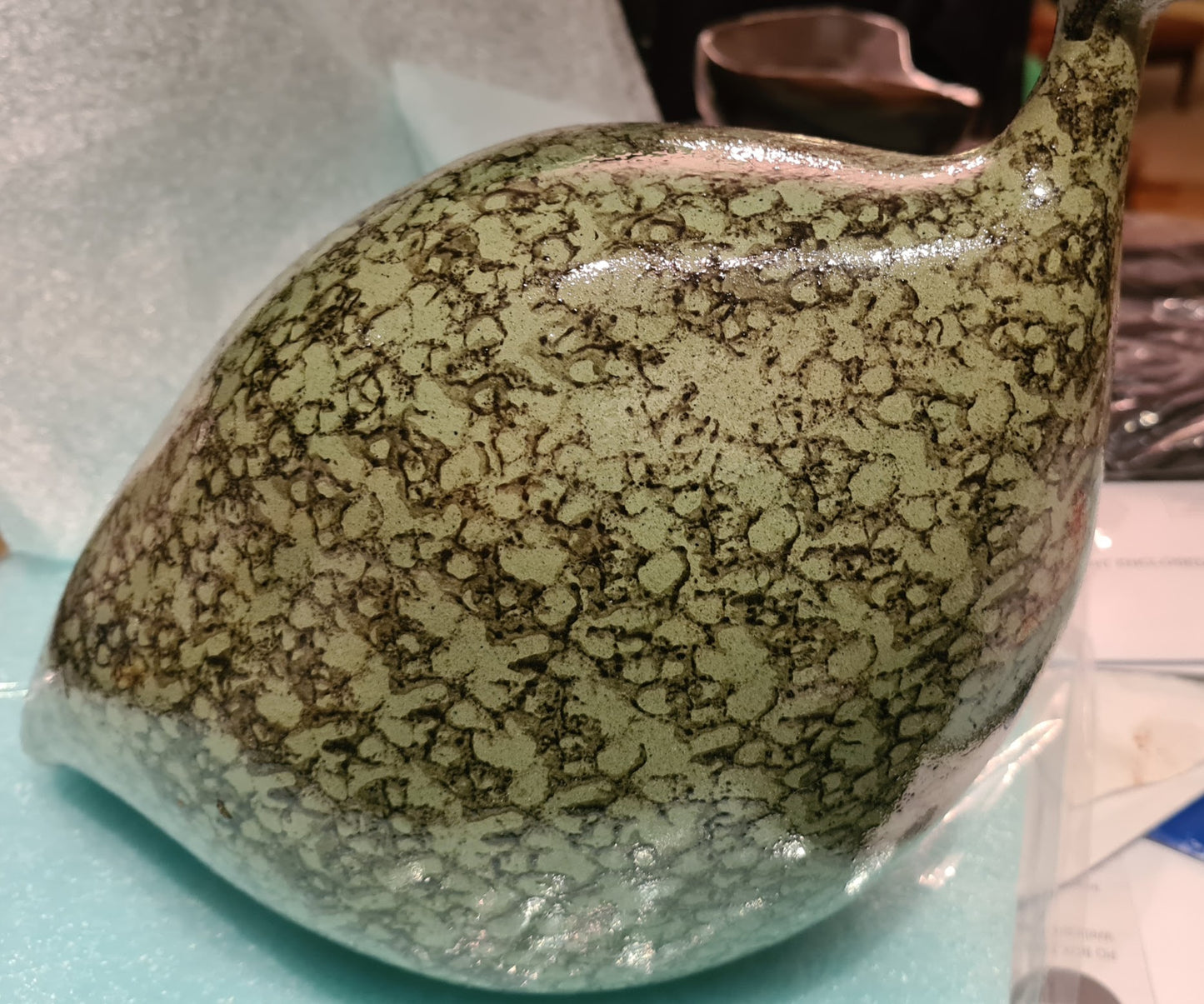 Green Bird, Ceramic, signed