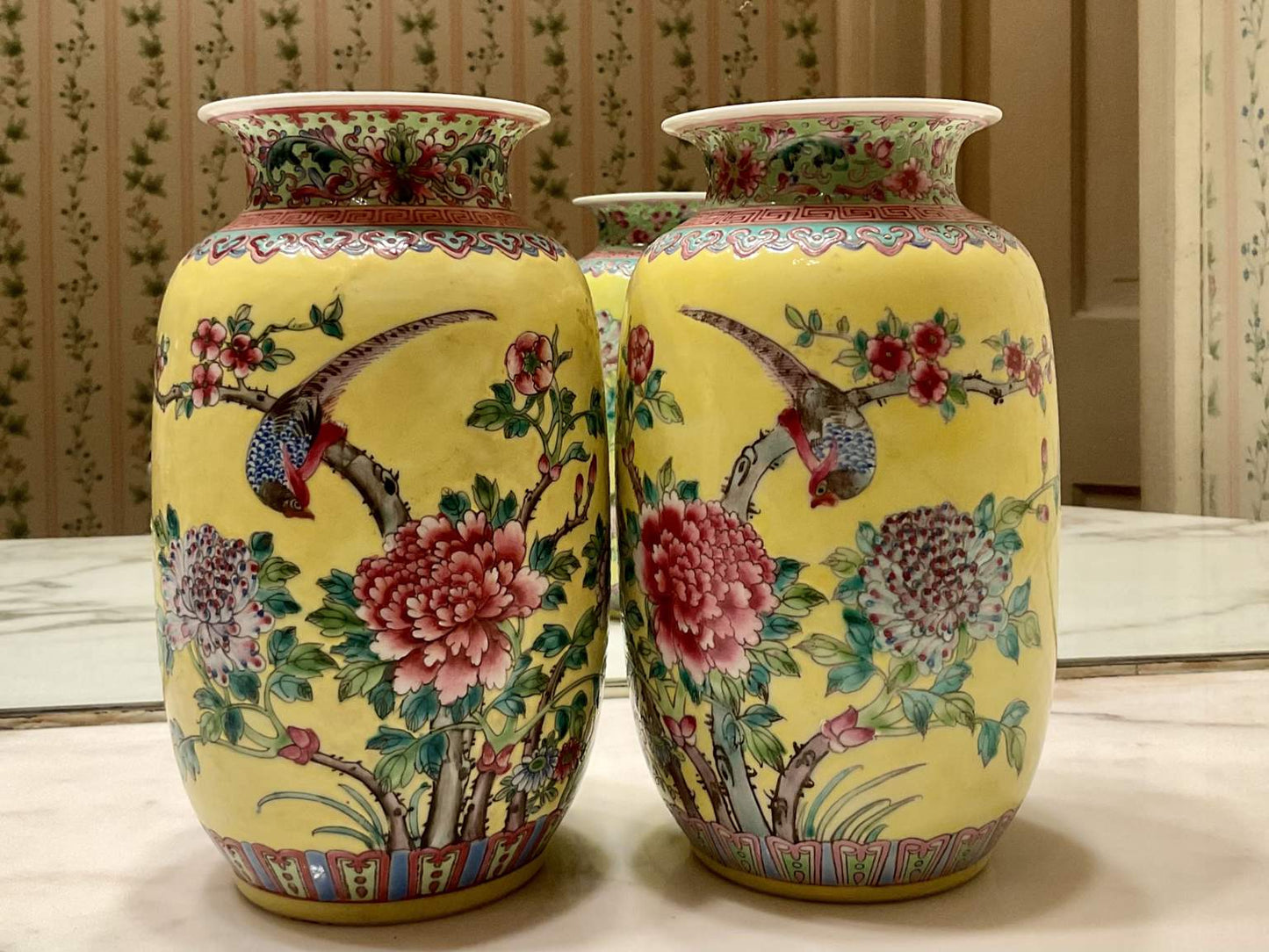 Pair of Vintage Chinese Famille Rose Porcelain Vase