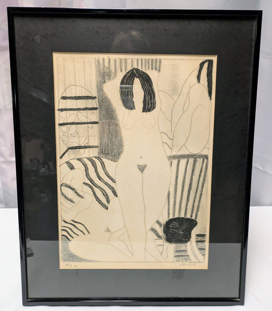 Vintage "Nude With Doves" Lithograph, Matt Phillips Pencil Signed & Numbered  On Woven Paper