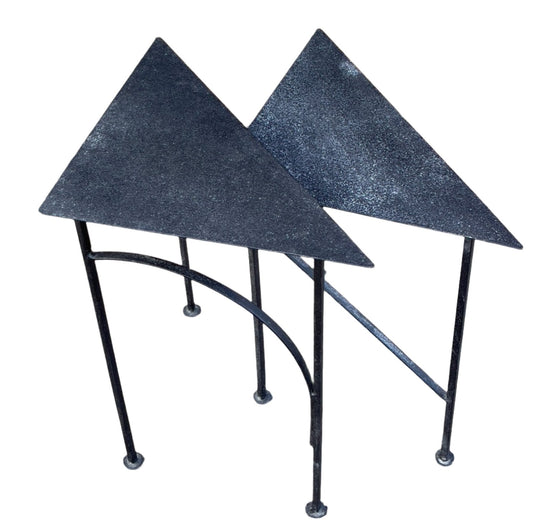 Pair Of Triangular Postmodern Iron Nesting Tables