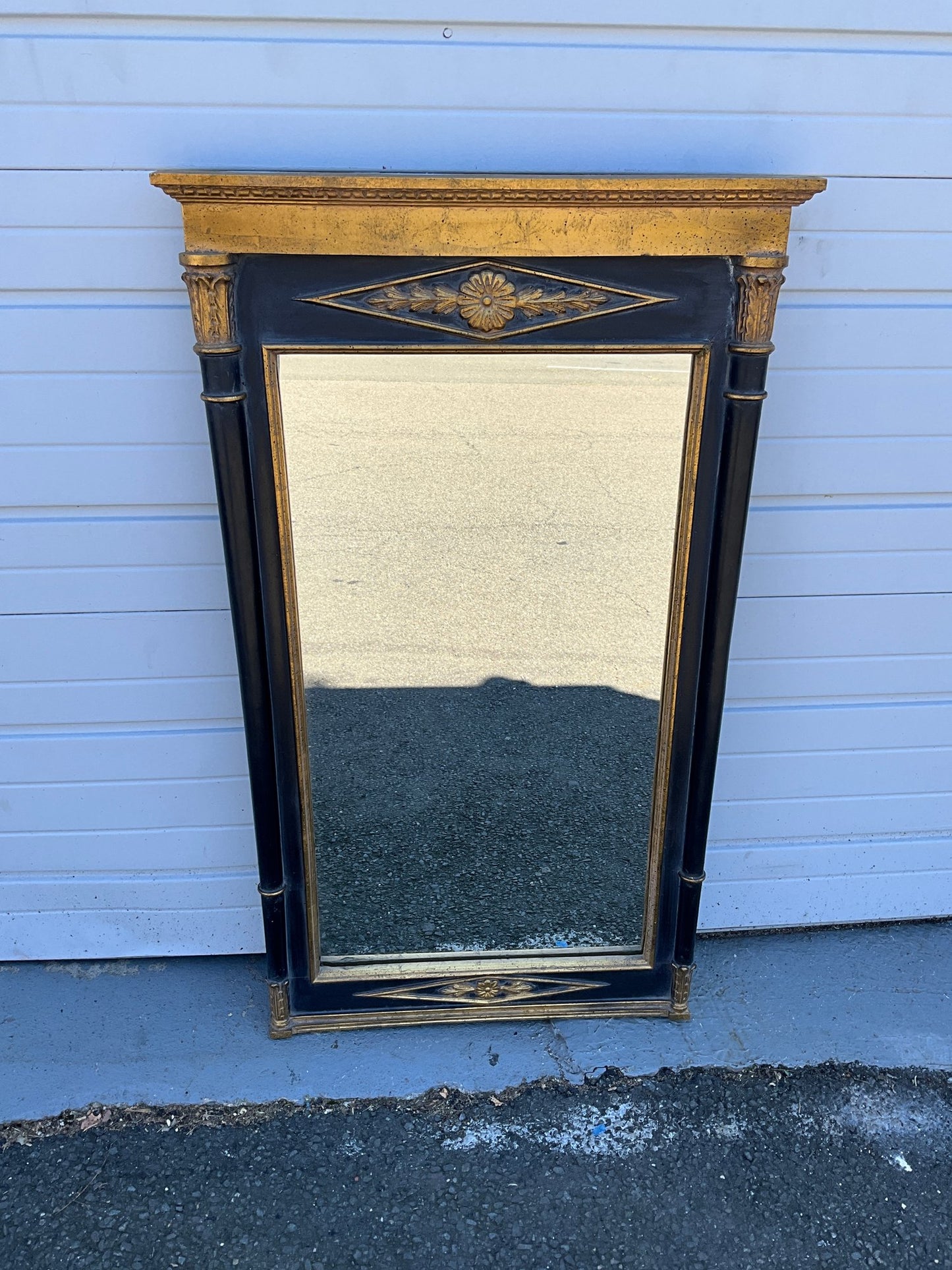 Vintage Black And Gold Trim Mirror