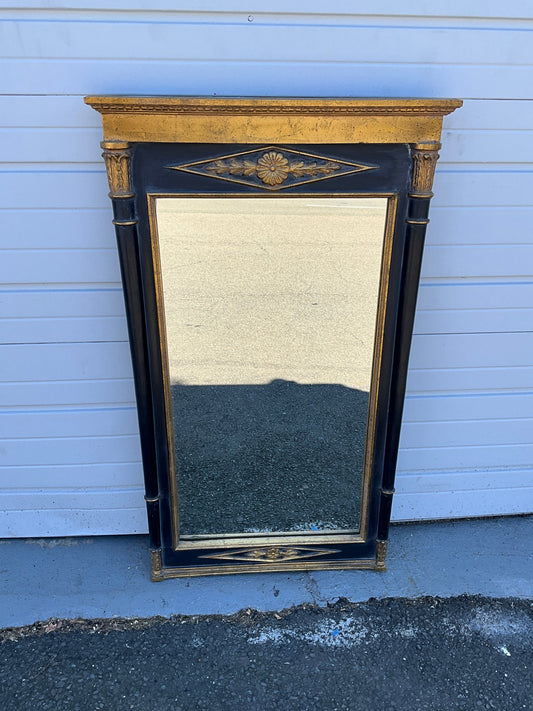 Vintage Black And Gold Trim Mirror