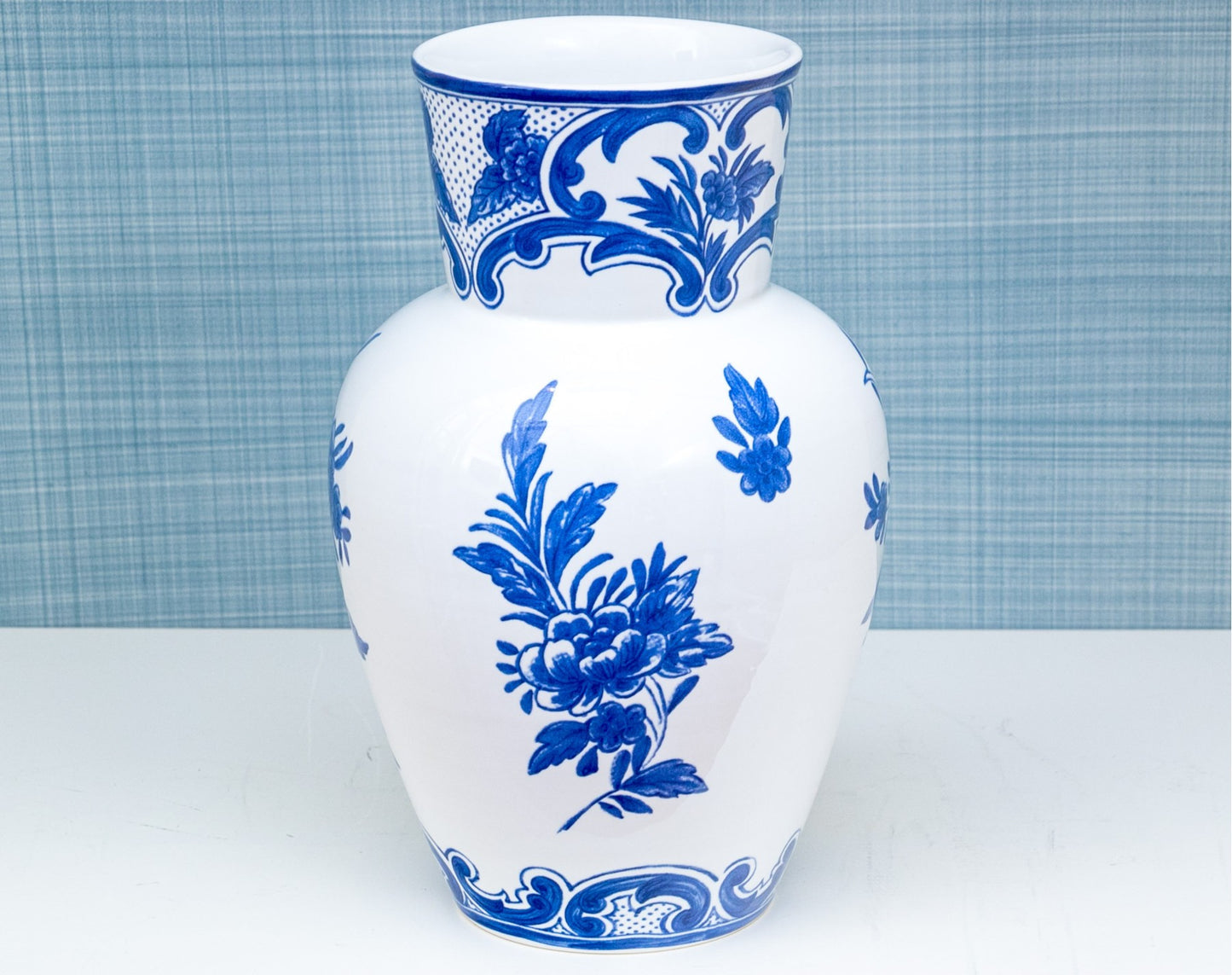 Vintage Tiffany & Co. "Tiffany Delft" Blue And White Vase
