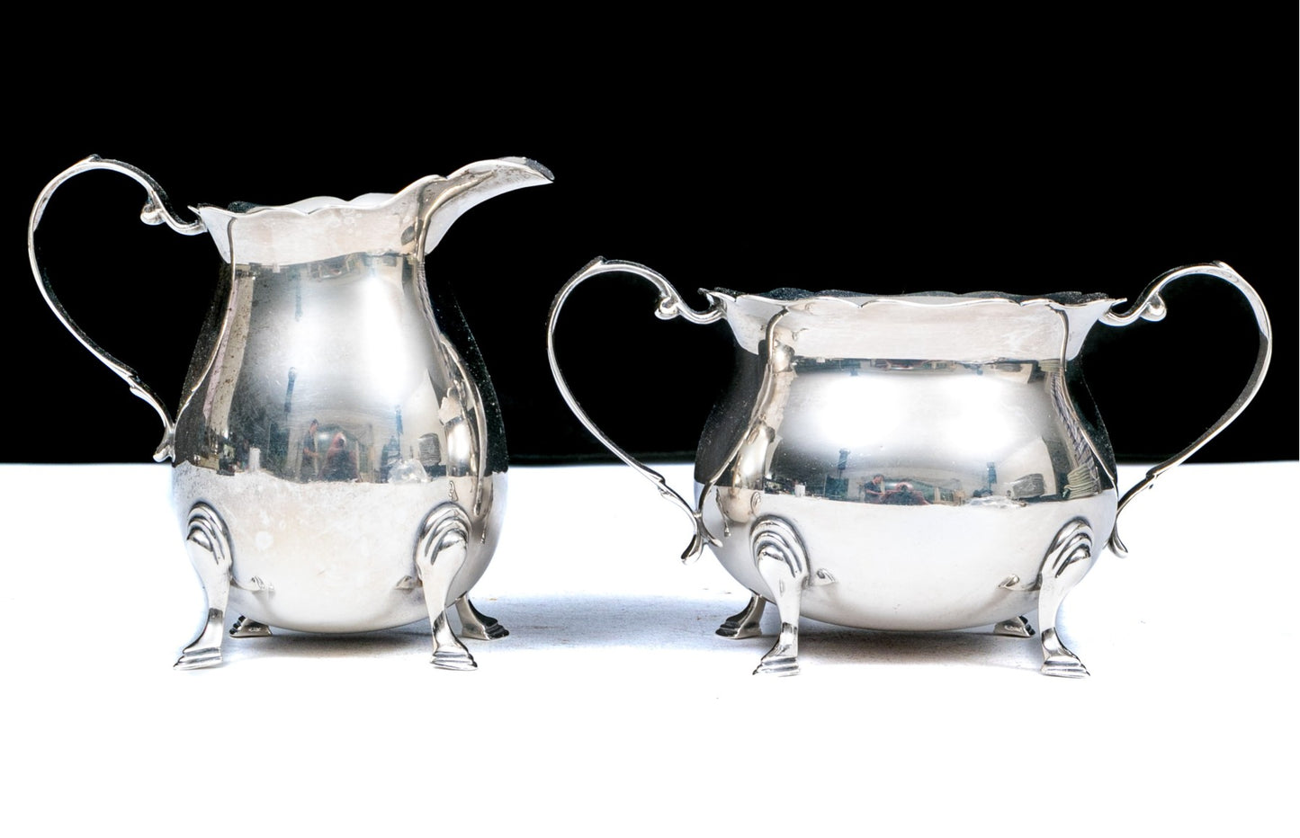 Sterling Silver Creamer And Sugar Bowl, 9.19 OZT