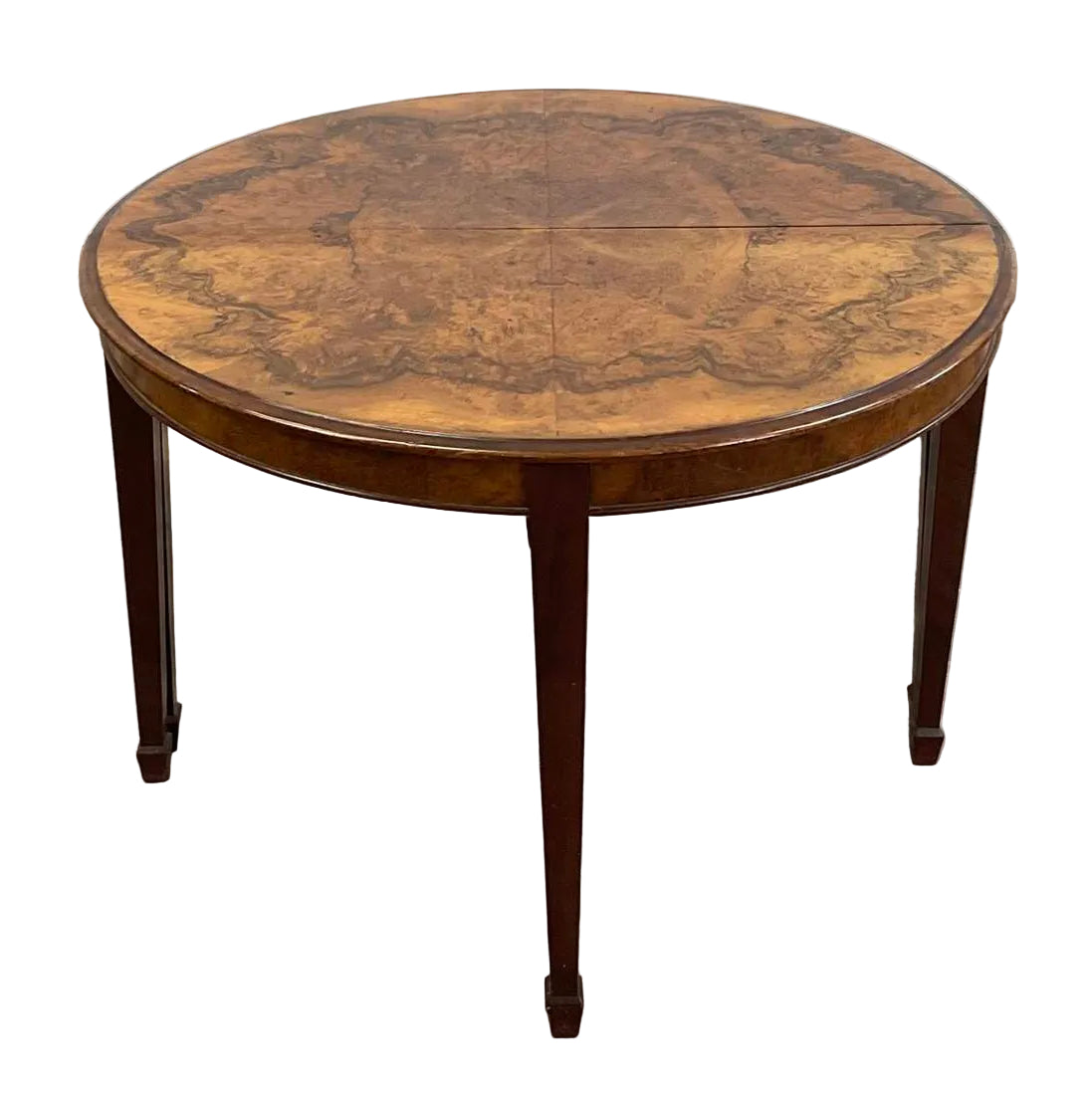 Antique George III Style Walnut Burl Demi-Lune Table/Console