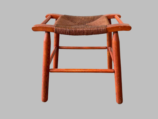 Hand Made Vintage  Danish Rush Stool