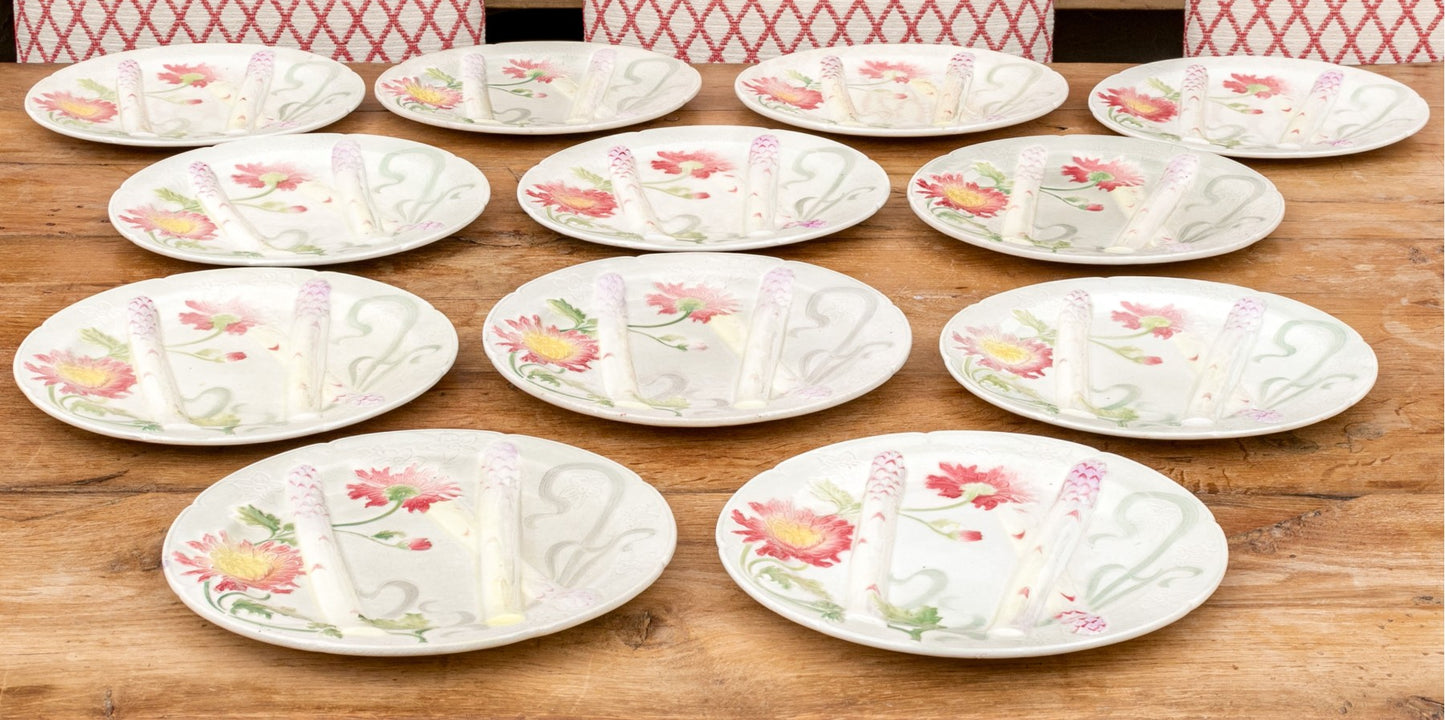 Rare Fine French Depose Asparagus Plates (12)