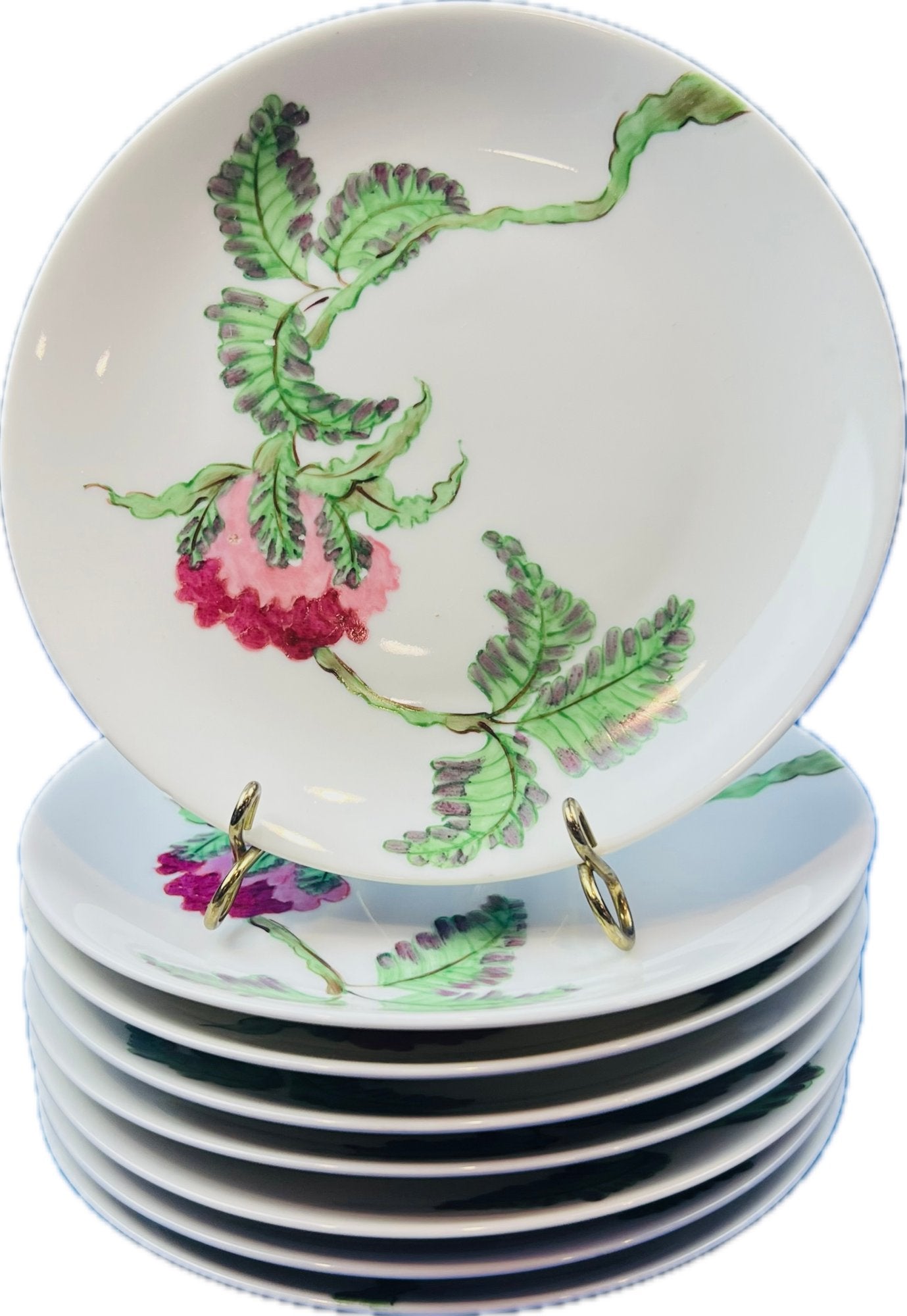 German Porcelain 6" Plates - Signed "Palm Beach - Au Bon Gout - Arzberg Germany"