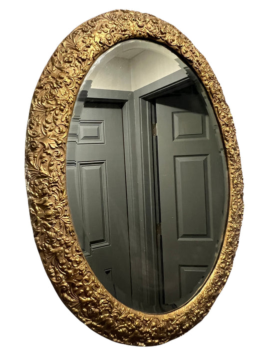 Antique Victorian Age Gilded Oval Mirror