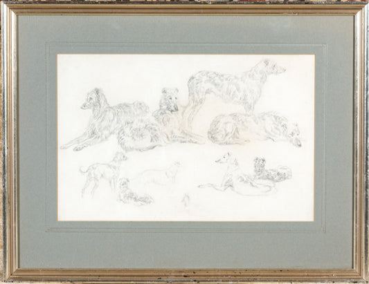 Charles Jones, A.R.S.A. (British, 1836-1892) Pencil Study Of Dogs