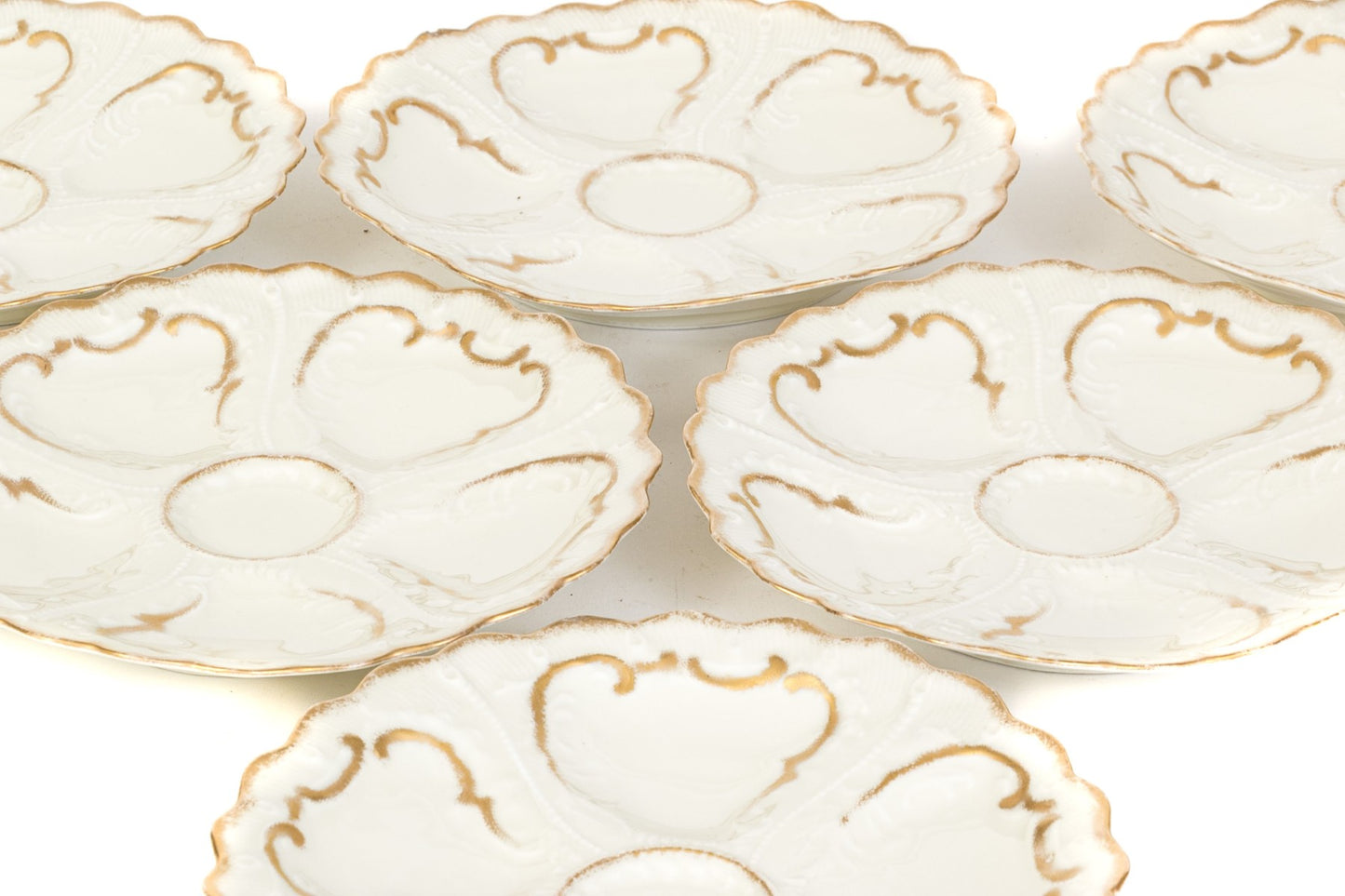 Set Of Six Antique Oyster Plates, Probably French