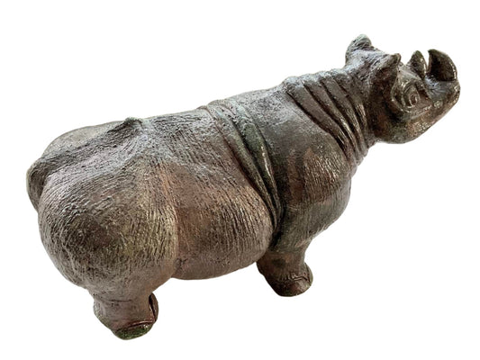 Vintage Rhinoceros Scultpure, Signed