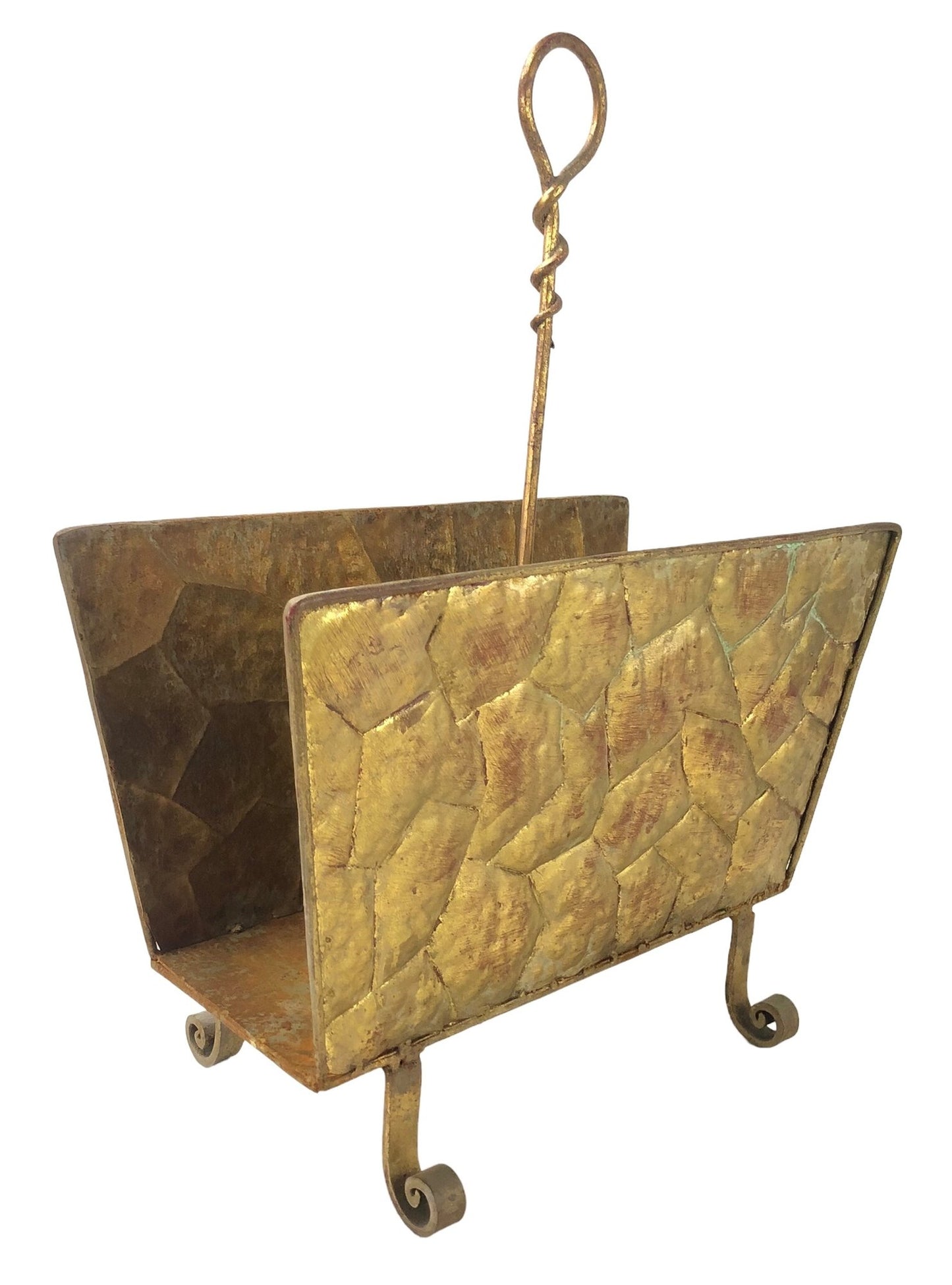 Mid-Century Modern Hand Forged Wrought Iron & Steel Firewood Rack - #S16-F
