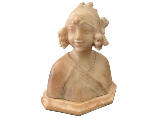 Alabaster Bust Of A Young Woman, Signed (1841, Firenze)