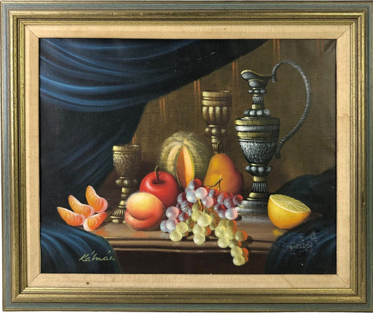 Still Life Oil On Canvas Painting, Signed Kalman (Hungarian)