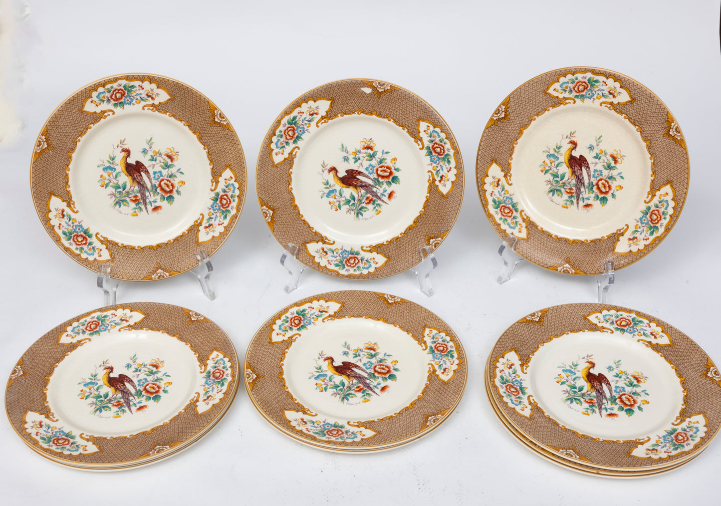 Hand Painted Old Bow Pheasant Plate Collection, Myott, Son&Co Staffordshire, England