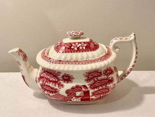 Copeland Red and White Tea Pot